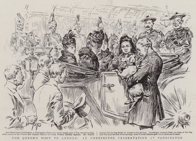 Drottningens besök i London, en oväntad presentation på Paddington av William T. Maud